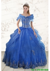 2015 Puffy Appliques Quinceanera Dresses in Royal Blue