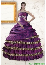 Puffy One Shoulder Quinceanera Dresses with Beading and Leopard