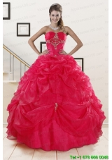 Puffy Red Sweetheart Quinceanera Dresses with Appliques