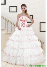 Puffy Ruffeld Layers 2015 Quinceanera Dresses with Appliques
