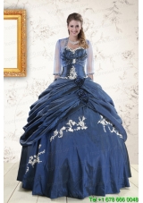 Puffy Sweetheart Navy Blue Quinceanera Dresses with Wraps