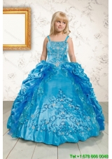 Luxurious Ruffles and Pick Ups Little Girl Pageant Dress in Blue