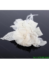 2014 Spring  White Tulle Fascinators with Imitation Pearls