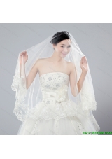2014 One Tier Tulle Wedding Veils with Scalloped Edge