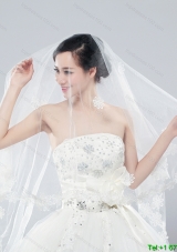 2014 Two Tier Tulle  Elbow Veils with Lace Edge
