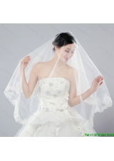 Eelgant One Tier Angle Cut Bridal Veils with Lace Edge