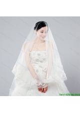Two Tier Drop Veil Tulle Lace Appliques Edge Wedding Veils