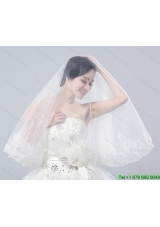 Two Tier Lace Edge Wedding Veils with Angle Cut