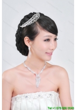 Elegant Alloy With Rhinestone Ladies Necklace and Headpiece