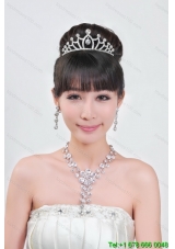 Elegant Alloy With Rhinestone Ladies Necklace and Tiara