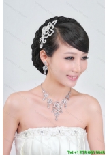 Gorgeous Alloy With Rhinestone Ladies Necklace and Head piece