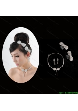 Dreamlike Artistic Crystal Necklace Bracele And Hair Bowknot