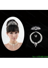 Dignified Crown with Wedding Jewelry Set Including Necklace And Earrings