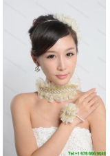 Imitation Pearl and Organza Necklace and Earrings Jewelry Set