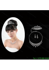 Shinning Crystal Crown with Necklace and Earings Jewelry Set