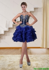 2015 Navy Blue Sweetheart Christmas Party Dresses with Beading and Embroidery