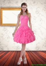Beautiful Baby Pink Sweetheart Short Prom Dress with Beading and Ruffled Layers