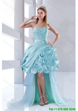 Discount Beaded Sweetheart High Low Ruffled Prom Dresses for 2015