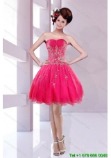 Plus SizeHigh Low Sweetheart Hot Pink 2015 Prom Dress with Embroidery and Beading