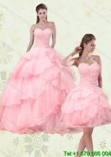 2015 Cute Sweetheart  Quinceanera Dresses with Ruffled Layers and Beading