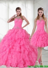 2015 Detachable Strapless Quinceanera Dress with Beading and Ruffles