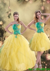 2015 Gorgeous Ruching Quinceanera Dresses in Yellow and Green