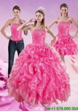 Sophisticated Hot Pink Sweet 16 Dresses with Beading and Ruffles