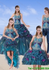 2015 Detachable Multi Color Detachable Quinceanera Skirts with Hand Made Flower and Pick Ups