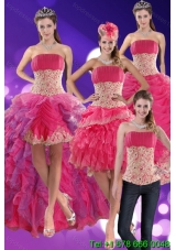 2015 Modest Beading and Lace Quinceanera Dresses in Hot Pink