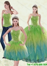 2015 The Super Hot Appliques and Ruffles Quince Dresses in Multi Color