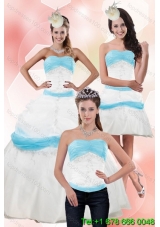 Elegant Strapless Ball Gown Quinceanera Dress with Appliques for 2015