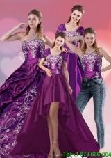 Embroidery Strapless Detachable Quinceanera Skirts in Purple for 2015