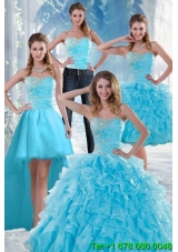 2015 Beautiful Appliques Detachable Quinceanera Skirts with Beading and Ruffles
