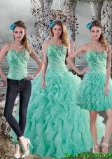 2015 New Style Aqua Blue Quinceanera Dresses with Beading and Ruffles