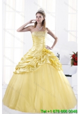 Most Popular Strapless Beading Quinceanera Dresses for 2015