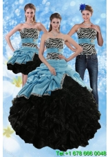 Zebra Print Strapless Multi Color Detachable Quinceanera Skirts with Ruffles and Pick Ups
