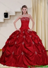 2015 Puffy and Pretty Strapless Quinceanera Dress with Embroidery and Pick Ups