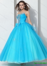 2015 Beading Baby Blue Quinceanera Dresses with Bownot