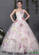 2015 Modern Multi Color Quinceanera Gowns with Hand Made Flowers