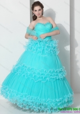 Puffy Sweetheart Quinceanera Dresses with Ruffled Layers and Beading