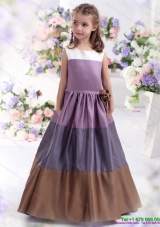 2015 Pretty Multi Color Scoop Little Girl Pageant Dress with Bownot