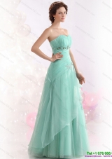Elegant Appple Green Sweetheart Prom Dresses with Ruching and Beading