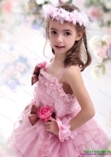 Gorgeous Champagne Little Girl Pageant Dress with Hand Made Flower and Lace