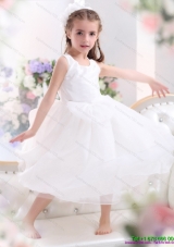 Popular Scoop White Bownot A Line Little Girl Pageant Dresses for 2015