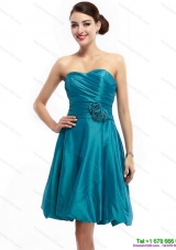 Elegant Ruching Sweetheart Prom Dresses with Hand Made Flowers