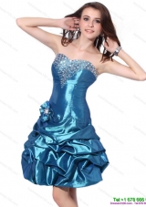 Beading Strapless Prom Dresses with Pick Ups and Hand Made Flower