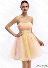Modest 2015 Beautiful Strapless Multi Color Prom Dress with Beading and Ruching