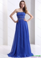 Modest 2015 Strapless Prom Dress with Ruching and Beading