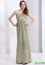 Sequined One Shoulder Floor Length Sequined Prom Dress for 2015