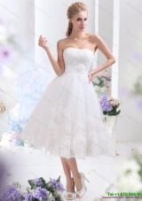 Discount White Strapless Ruffled Beach Bridal Gowns with Sequins